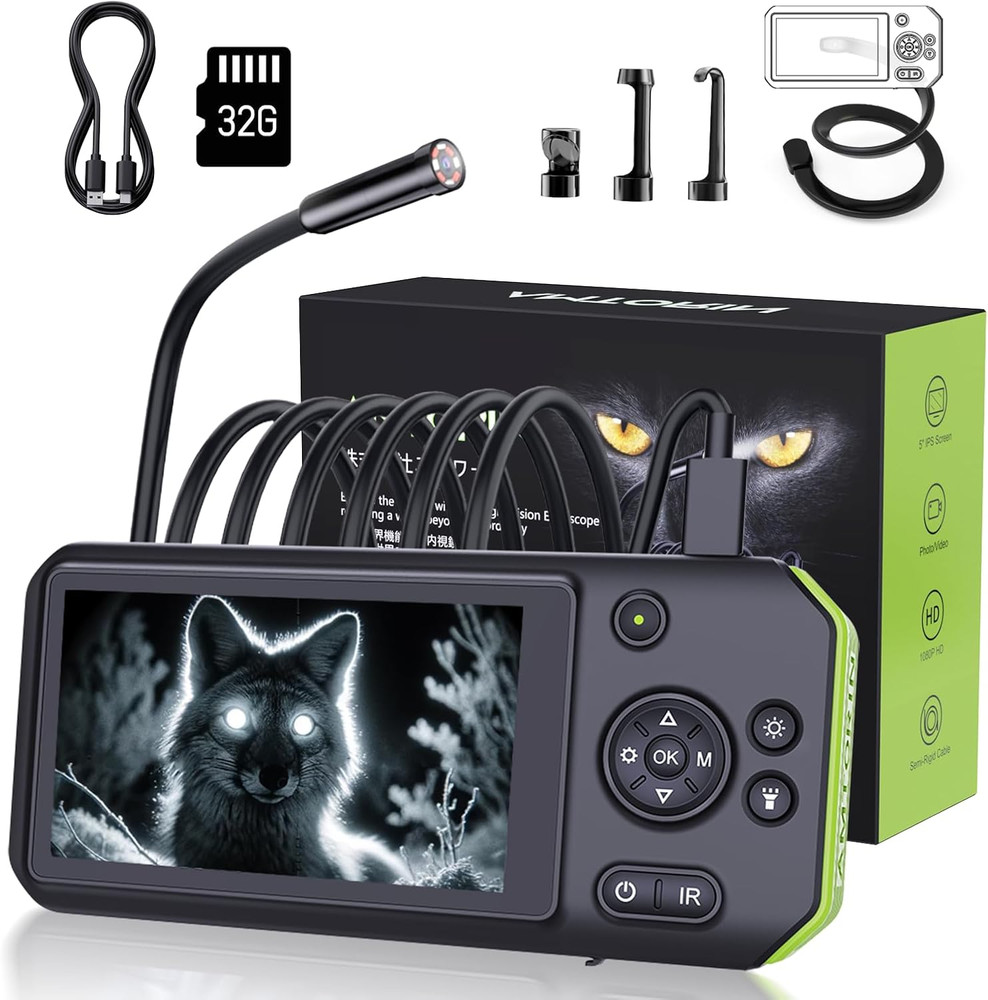 Borescope with Night Vision Function Endoscope Borescope Camera Diameter 0.34In
