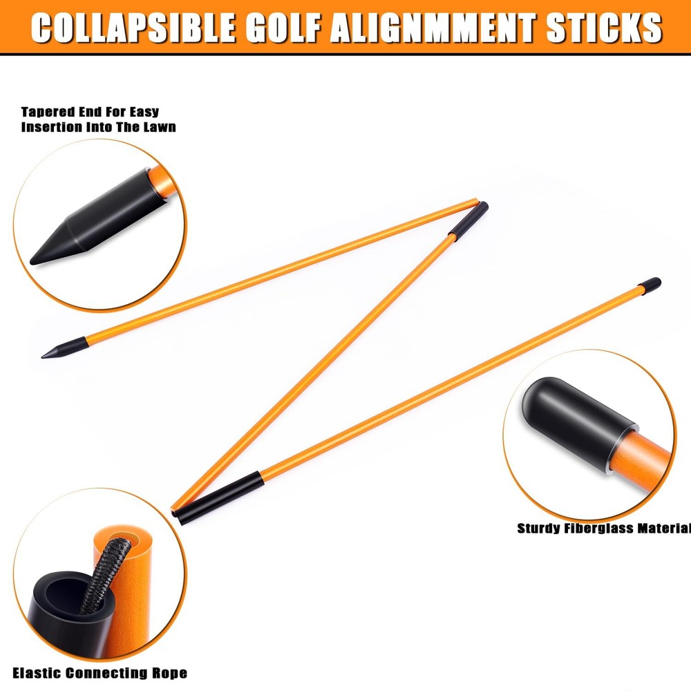2 Pack 48 Inch Golf Alignment Sticks Swing Training Aid Equipment Practice Rods