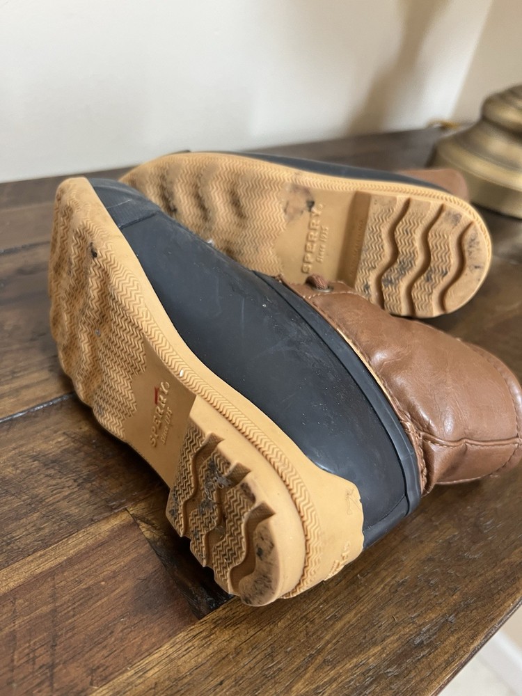 Boys Navy Brown Sperry Duck Port Boots 10m