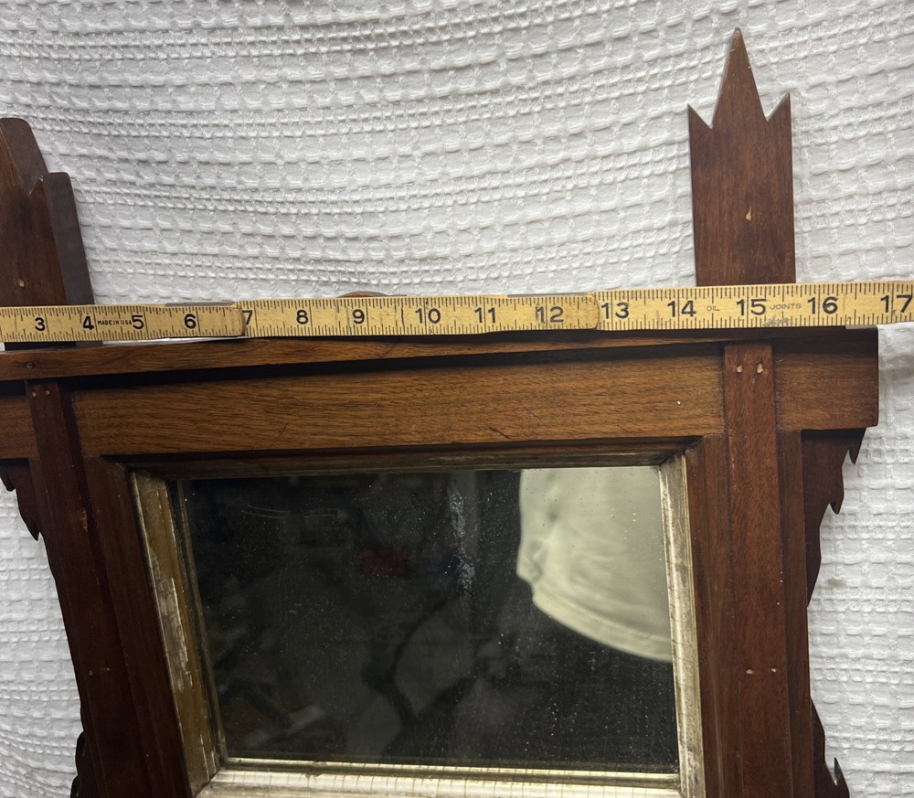 Antique Victorian Walnut Wall Mount Comb Box with Mirror