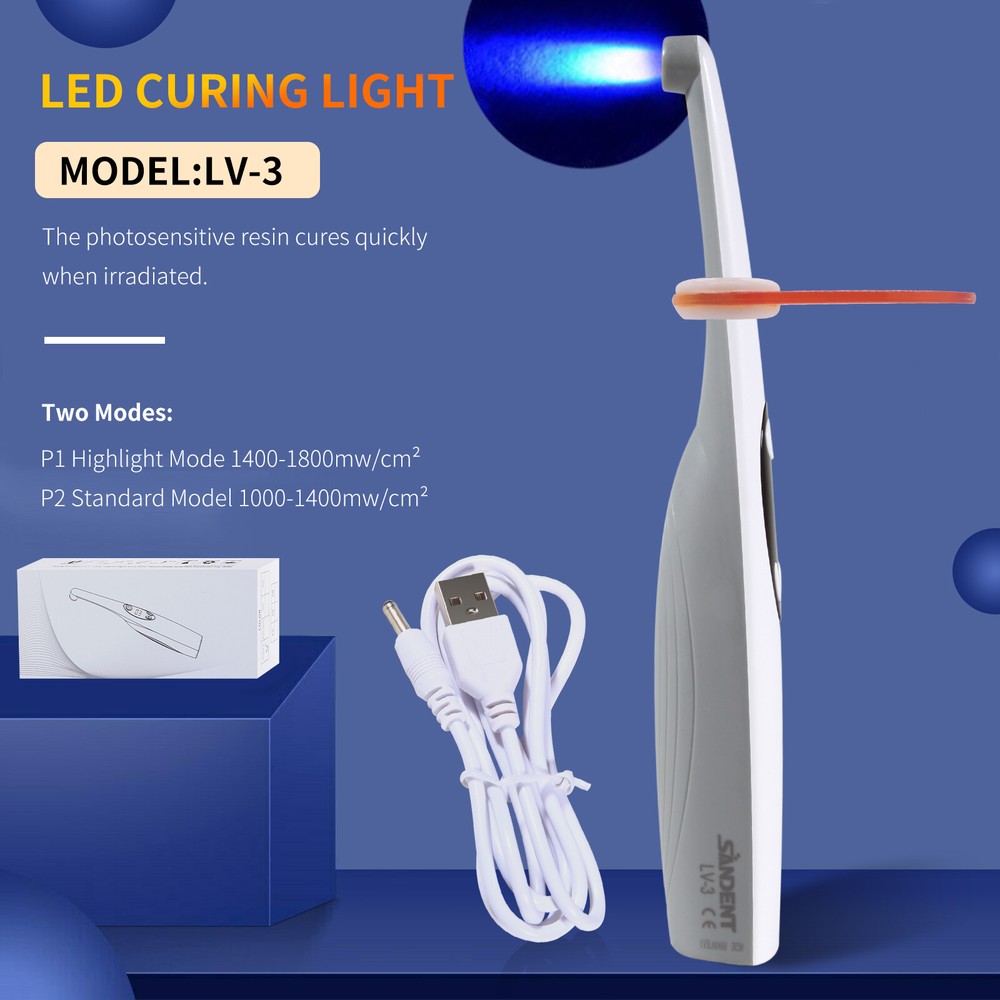 3 Modes Dental Light Cure Lamp Cordless Wireless LED 3Second Dental Curing Light