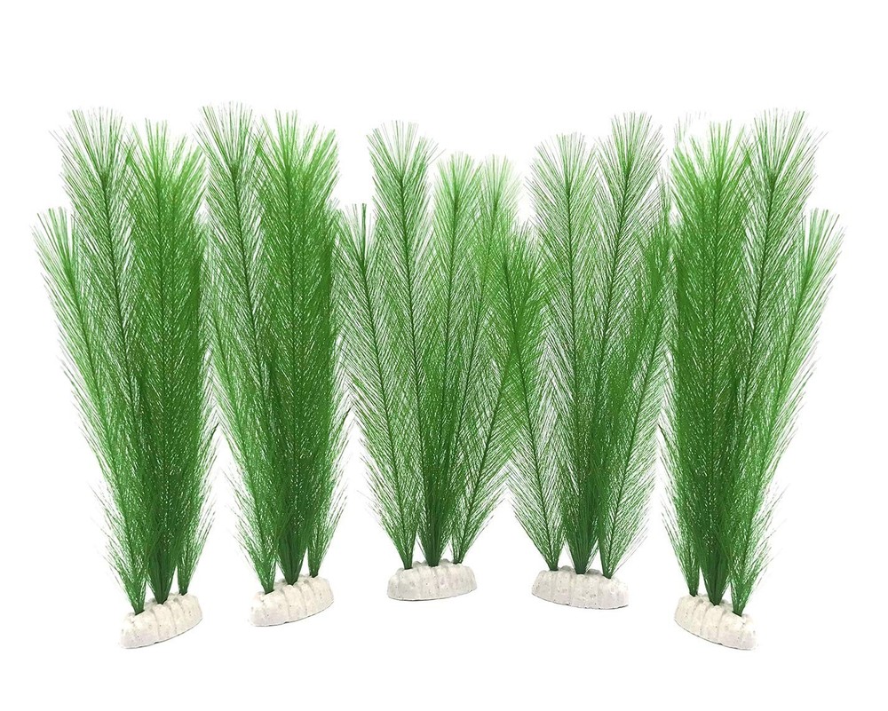 5Pcs Aquarium Decorations, Artificial Green Water Plants, Silk Fabrics, Plastic