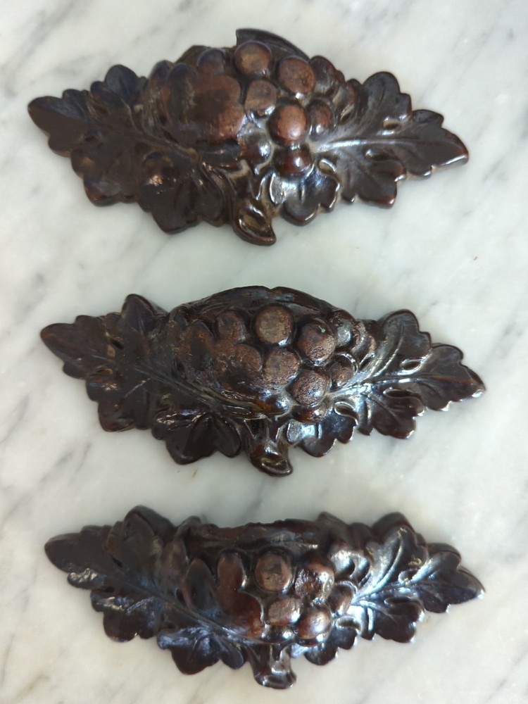 Victorian Era Wood Drawer Pulls Grape Leaf Design