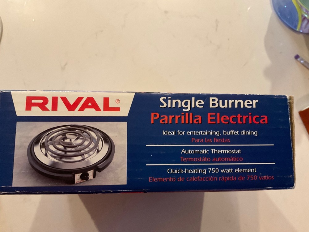 Vintage RIVAL Single Burner Model 607B Black &Stainless 3 Settings Tested