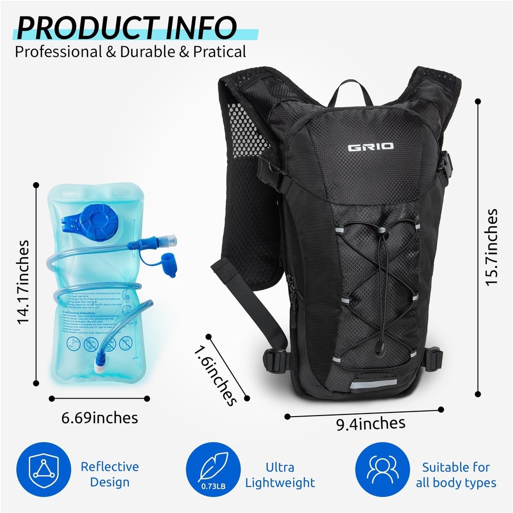 Lightweight Hydration Backpack for Women & Men, Small Running Backpack, Hikin...