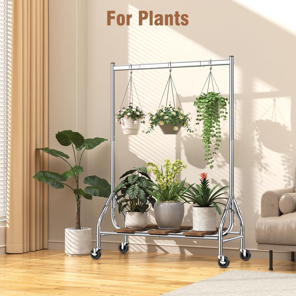 Heavy Duty Clothes Rack Load 420 LBS, Rolling Garment Rack with Lockable Whee...