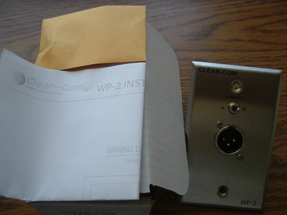 CLEAR-COM WP-2 WALL PLATE 2-CHANNEL w/ XLR CONNECTOR NEW