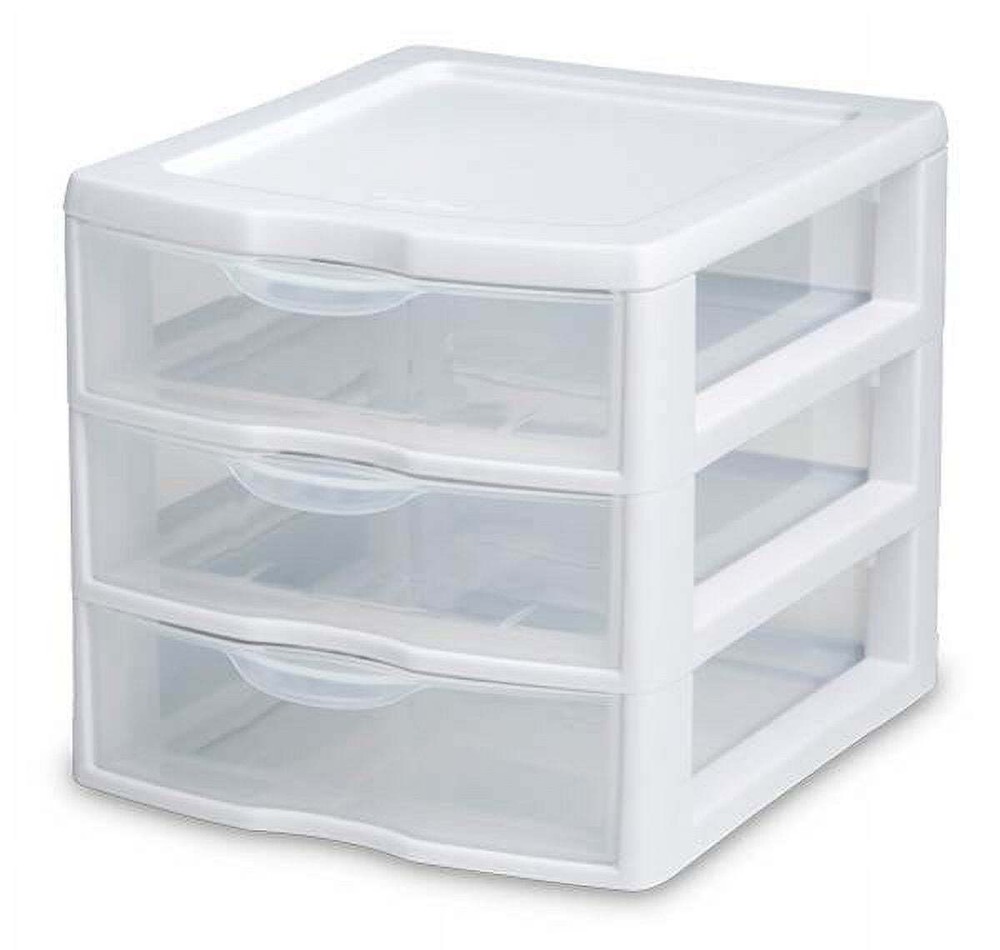 Sterilite Small 3 Drawer Desktop Unit, Plastic, White