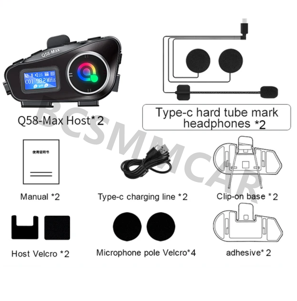 LCD Display Motorcycle Bluetooth Headphone Rider Helmet Intercom Headset TF Card