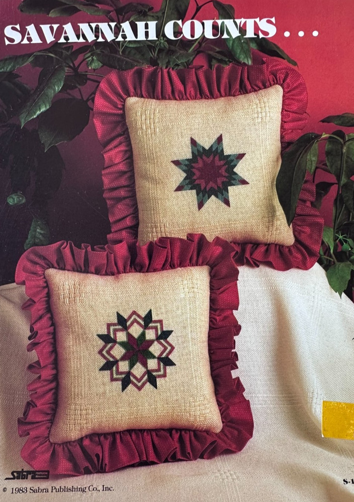 Savannah Counts... cross stitch pillow top set  1983