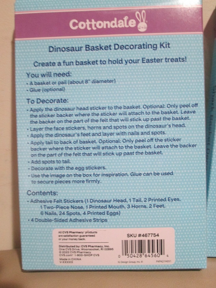( New ) Easter Basket Decorating kit for boy - Dinosaur + Shark