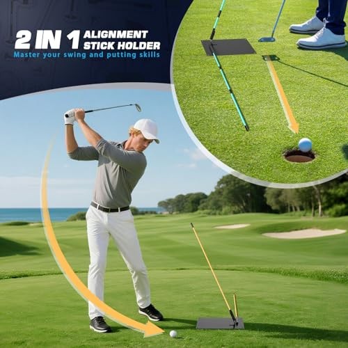 Pro Golf Alignment Sticks Holder – Adjustable Swing Plane Trainer with Easy