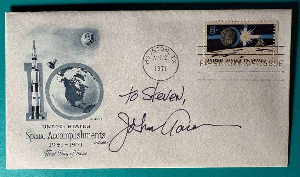 SIGNED JOHN AARON FDC AUTO FIRST DAY COVER - NASA - APOLLO 12 LIGHTING STRIKE