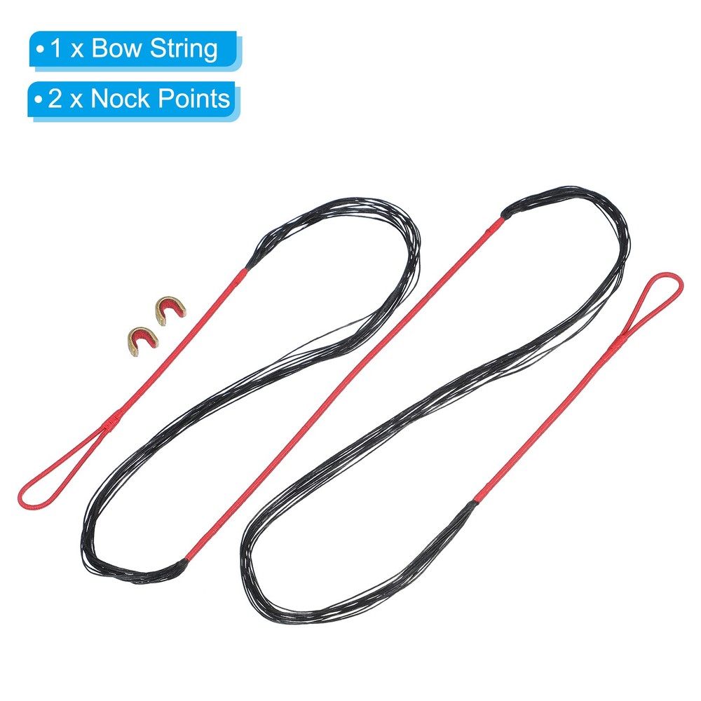 Bow String Replacement,16 Strands with Nock Point for AMO 52", Red-Black