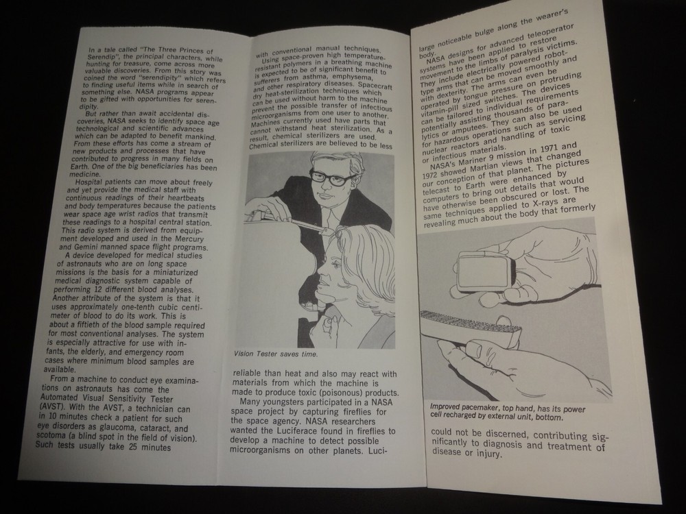 NASA Space Benefits - Medicine Leaflet 1970s