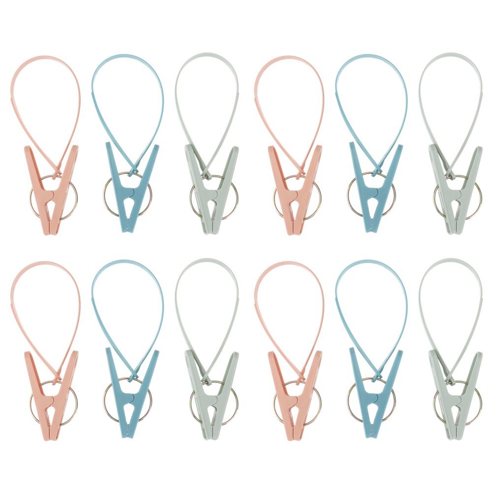 12 Pcs Windproof Plastic Clip Travel Clothespins for Laundry Drying