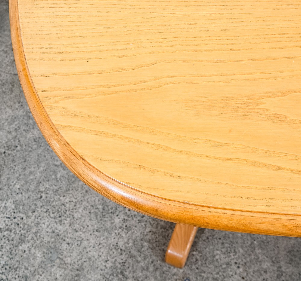 Mid Century Modern Dining Table Rectangular Rounded Blonde Mahogany Vintage Mcm