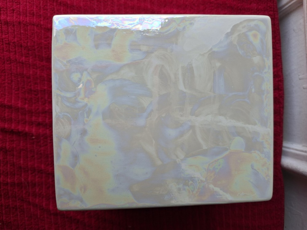 Tissue Box Cover Irridescent Ceramic Floral Design 6×5