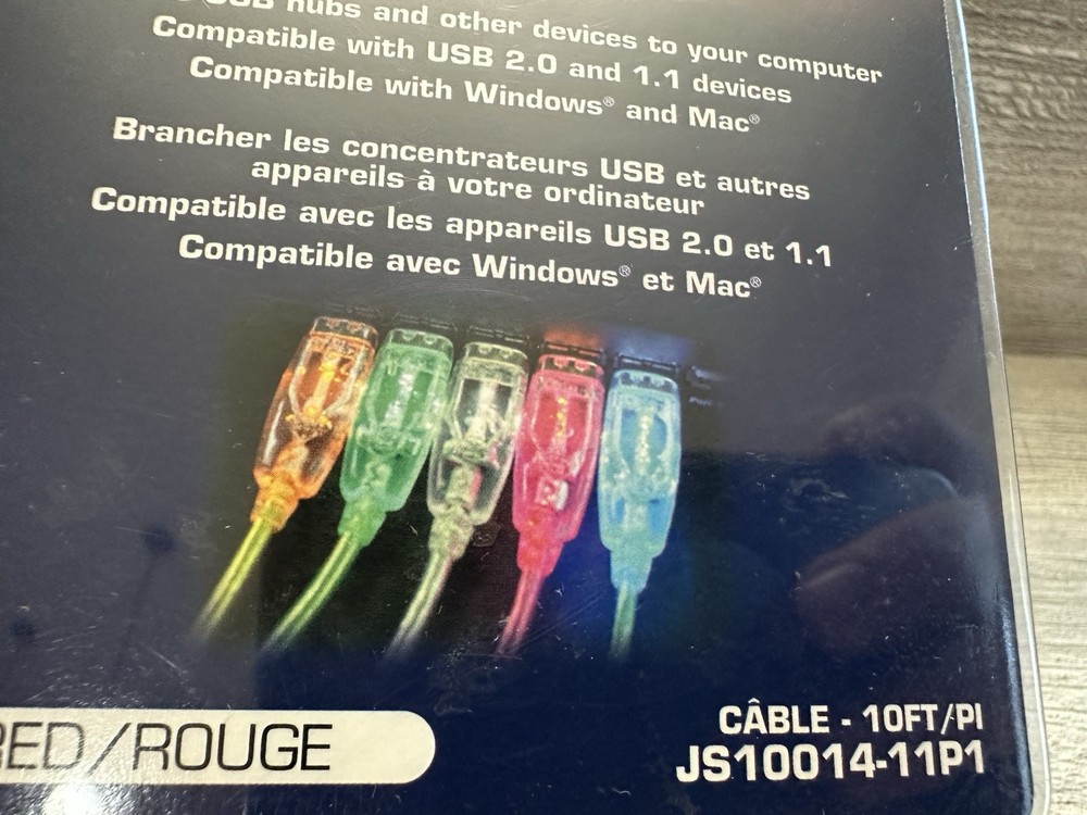 USB Cords DELPHI 10' USB 2.0 Red LED LIGHT UP TYPE 10ft NEW!!! In Package