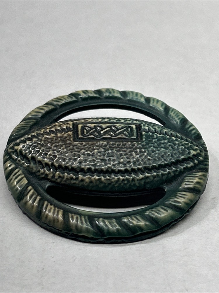 Vintage 1930s Green Celluloid Button Openwork Football
