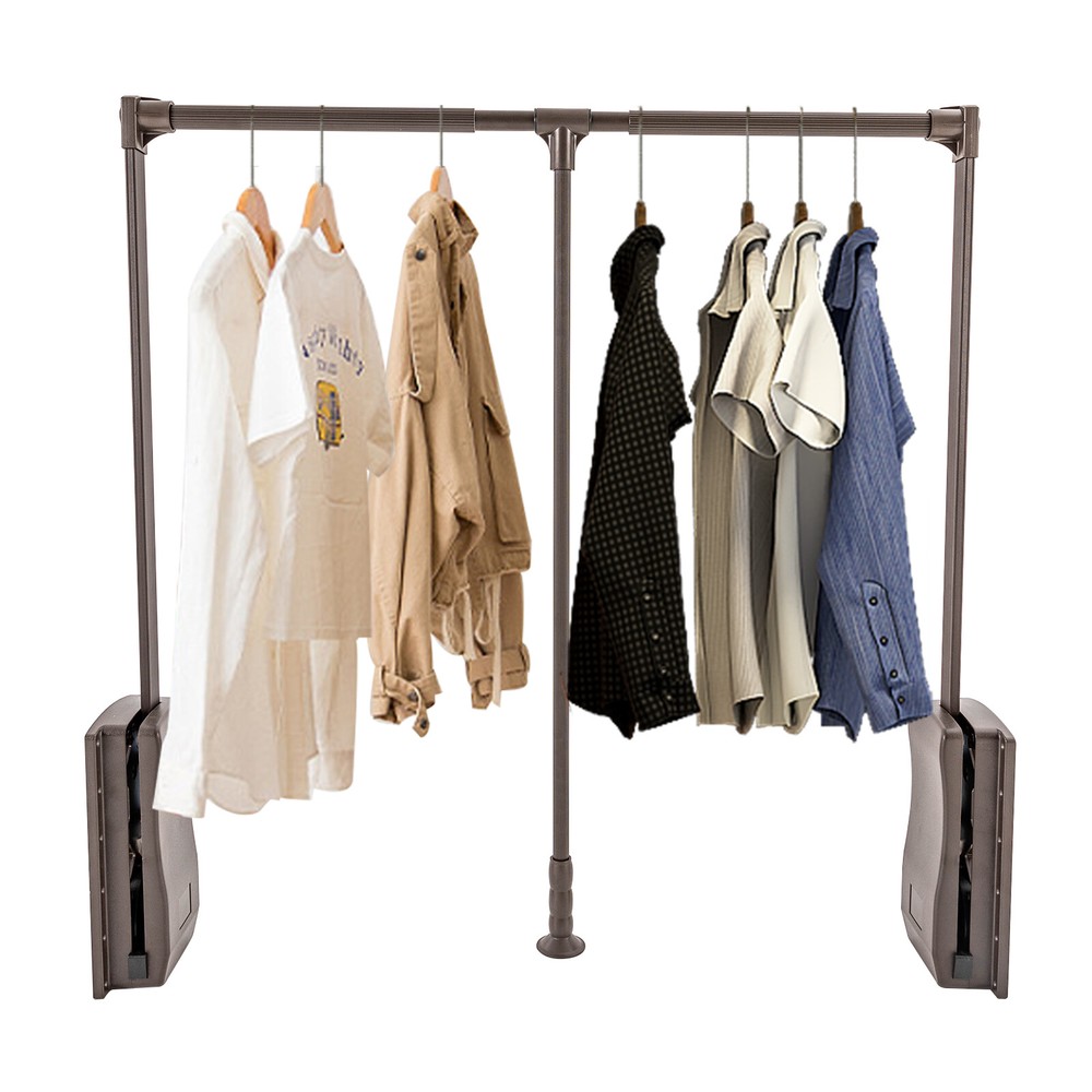 55Lbs Pull Down Clothes Hanger Garment Rack Closet-Mounted Adjustable Length