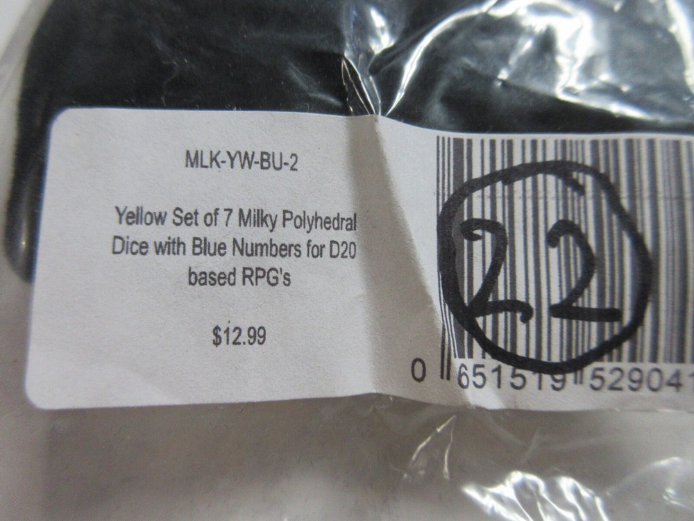 Polyhedral 7 piece Dice Set with Bag - Milky Yellow Marbled