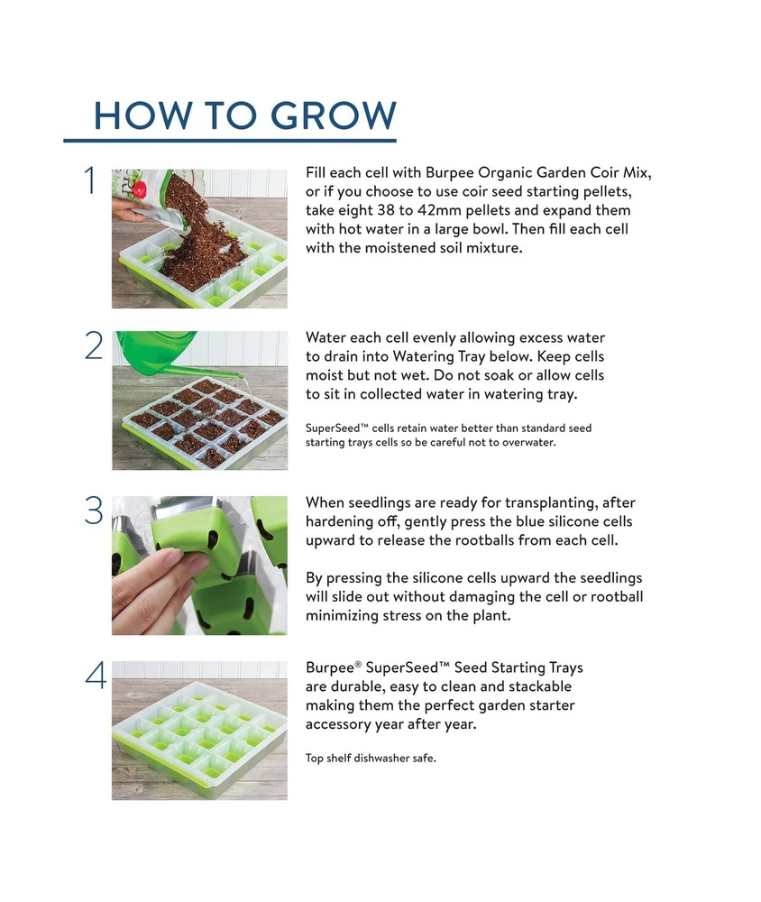Burpee SuperSeed Windowsill Seed Starting Tray | 8 XL Cell | Seed Starter Tra...