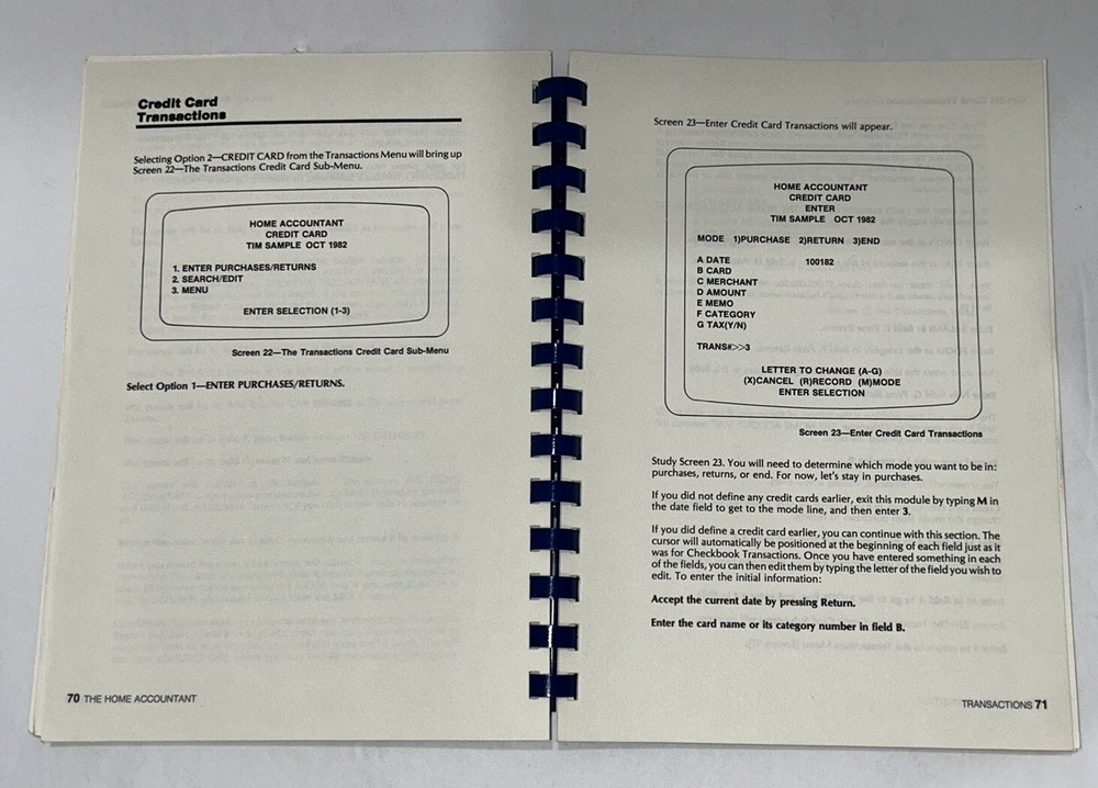 The Home Accountant Software Manual For Atari Computer Continental Software 1983