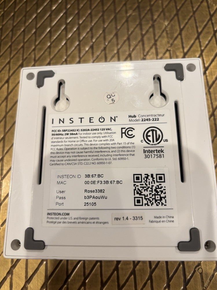 Insteon Hub 2245-222 Smart Home Automation Controller Bridge White