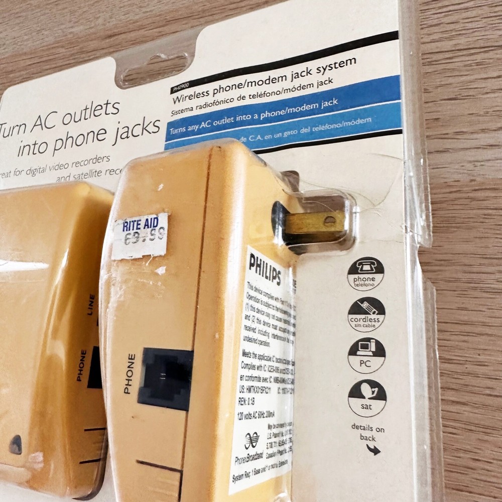Philips Wireless Phone Modem Jack System PH0900 Turn AC Outlets to Phone Jacks