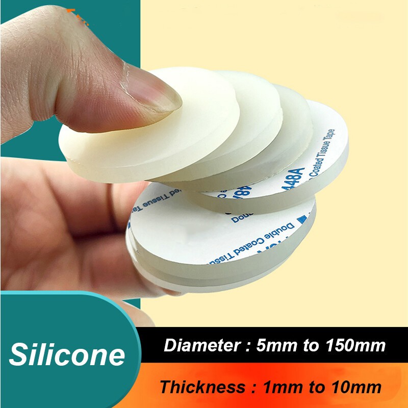10Pcs Silicone Solid Discs 5mm~150mm Self Adhesive Round Pad Sealing Cushioning