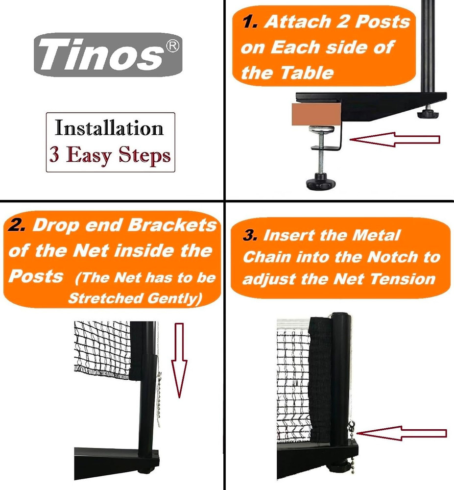 Professional Table Tennis Net Fits 1.8" Maximum Table Thickness | Screw Clamp Pi