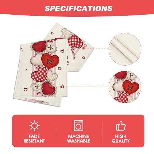 Heart-Shaped Buttons Valentine's Table Runner, 13" x 72", Table Runner Pink