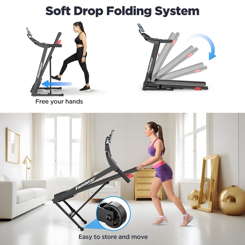3.7HP Folding Treadmill for Home W/ APP Control, 300Lbs Capacity, Adjustable ...