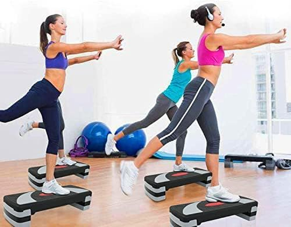 31 Inch Adjustable Workout Aerobic Step, Exercise Platform Trainer W 4 Adjustabl