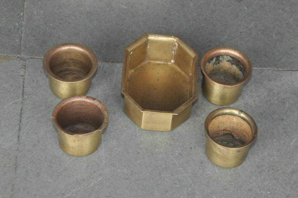 Vintage Brass Handcrafted Solid 5 Compartment Betel Nut Box