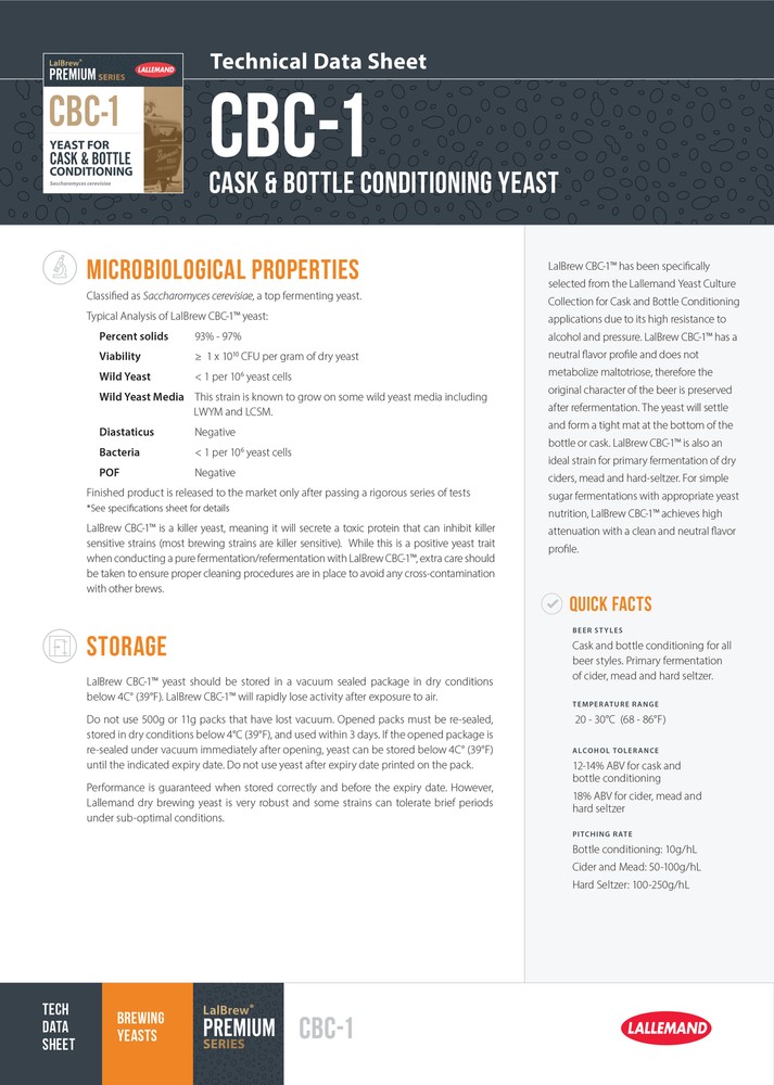 Lallemand CBC-1 Conditioning Yeast (11 gram)