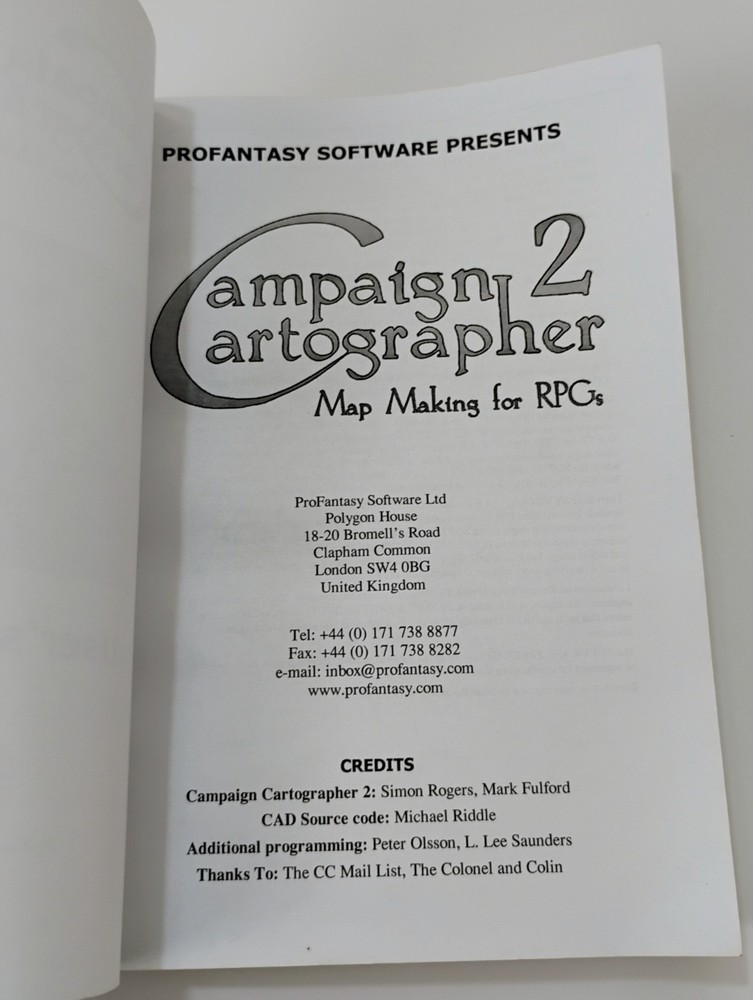 ProFantasy Software Campaign Cartographer 2 Map Making For RPGs User's Guide