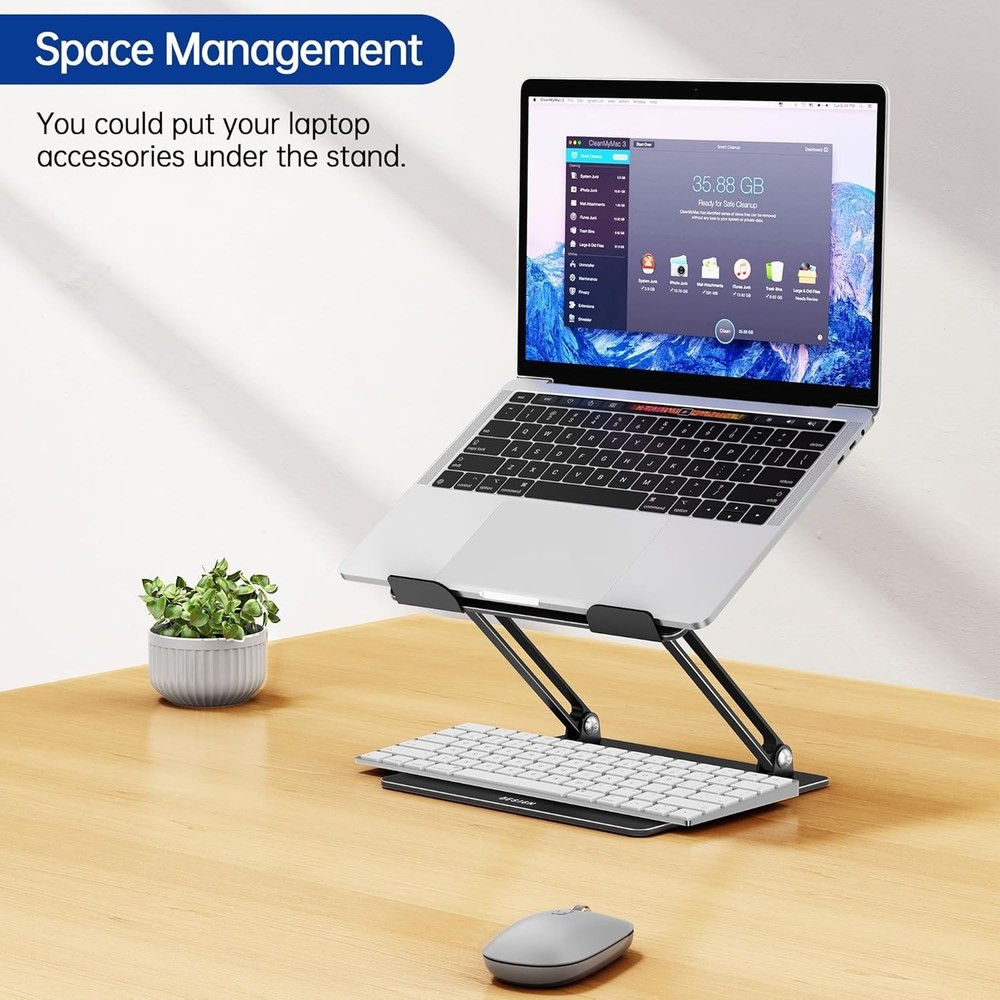 LS10 Aluminum Laptop Stand, Ergonomic Adjustable Notebook Tablet Stand, Compu...