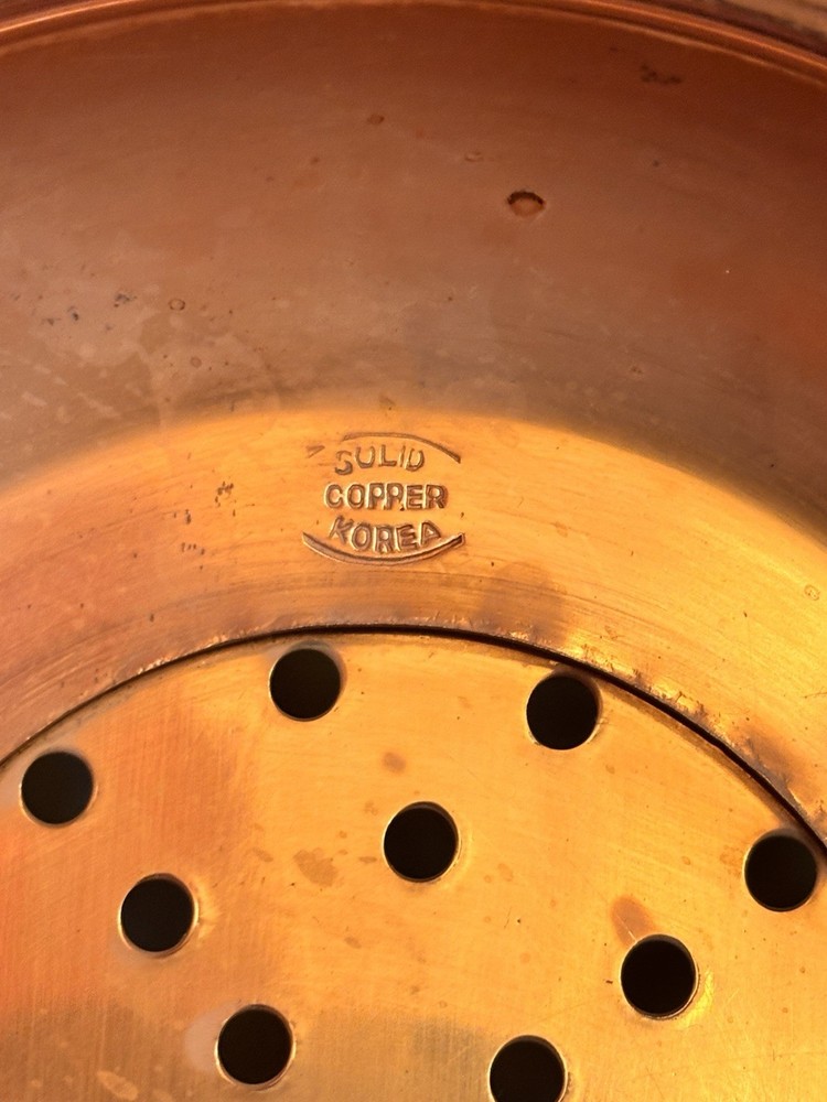 Vintage Colander Solid Copper Footed Pedestal 9" Strainer