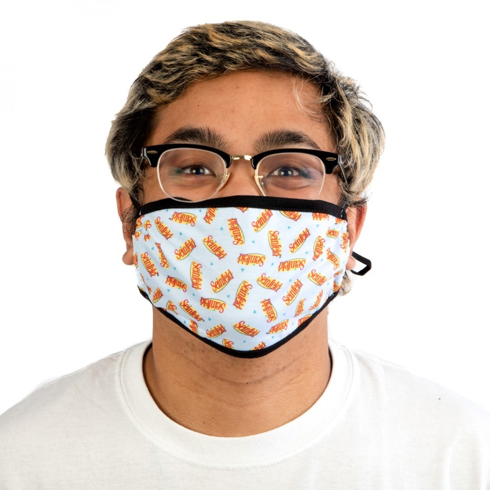 Seinfeld Logo All Over Adjustable Face Cover White