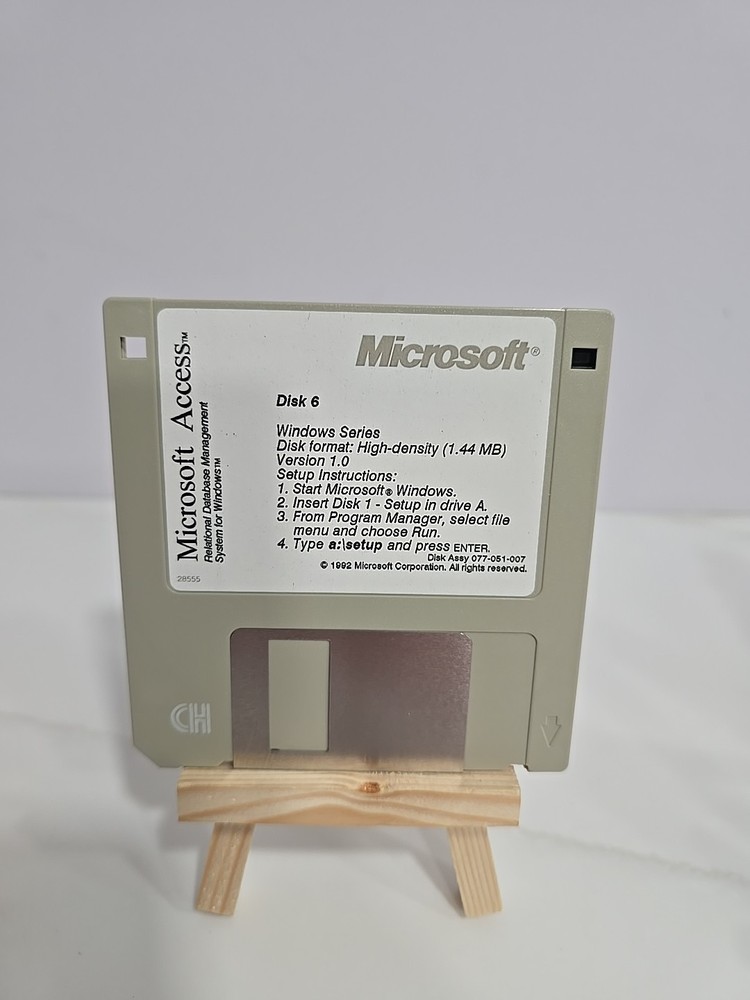 Microsoft Access for Windows 3.5" Disks 1-6 & ODBC Disk Microsoft 1992 MINT