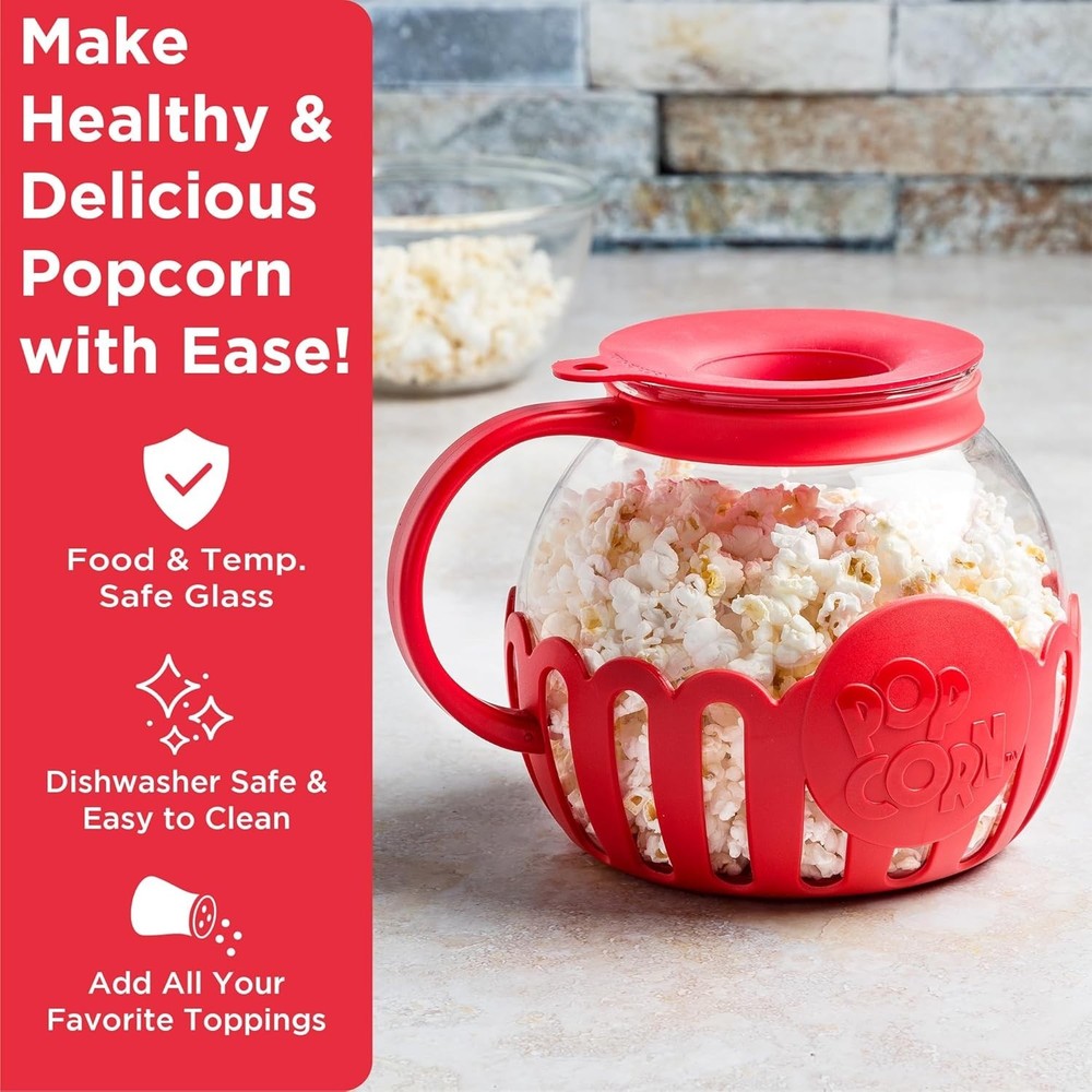 Ecolution 3-Quart Micro-Pop Glass Popcorn Maker - BPA-Free & Dishwasher Safe