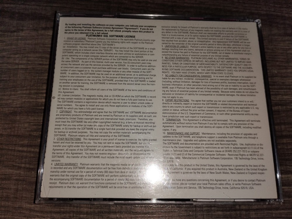 Platinum SQL Financial Software Version 4.1 PC CD-ROM for Windows NT UNIX 1997