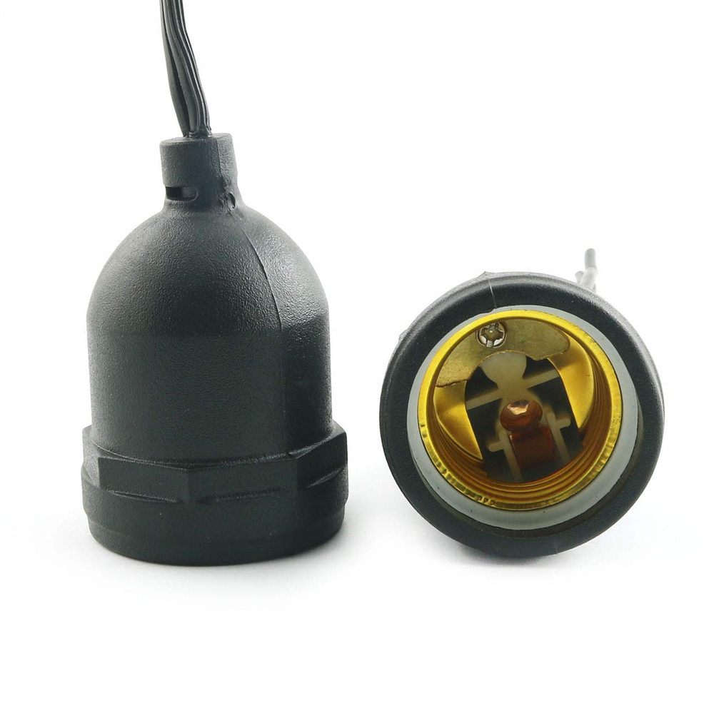 5 Pcs E26 E27 Temporary Light Socket Flame Retardant Waterproof Pigtail Black