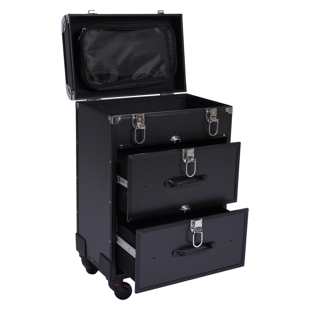 Professional Rolling Makeup Train Case Cosmetic Trolley Makeup Storage Organizer