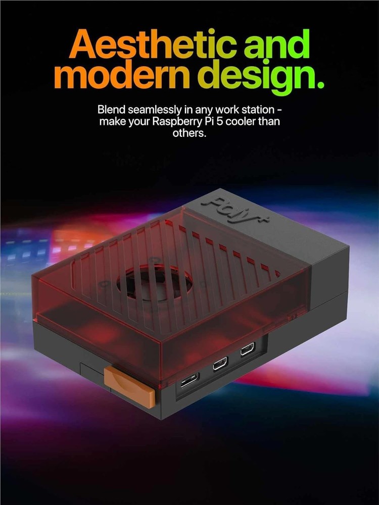 Argon Poly+5 Raspberry Pi 5 Case with Active Cooler | Pi 5 case, Pi 5 Active Coo