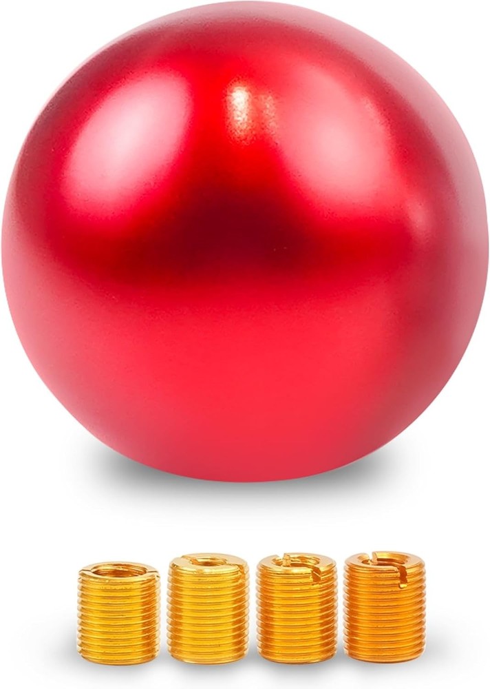 Round Ball Shifter Knobs, Chrome Finish Weighted Cool Gear Shift Kn Color: Red