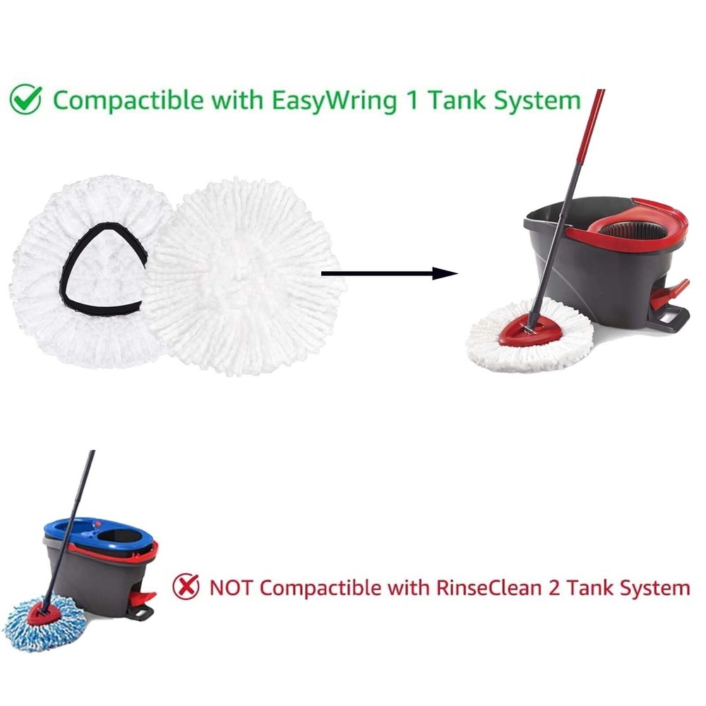 4 Pack Spin Mop Replacement Head Mop Refill Compatible with Oceda Triangle Sw...