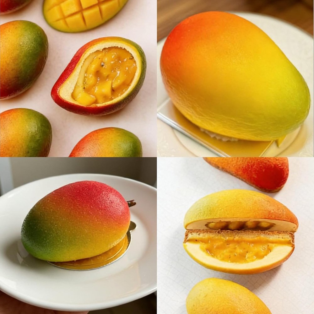 3D Mango Shape Cake Mold - 4 Cavity Fruit Pudding Mango Silicone Molds for Bakin